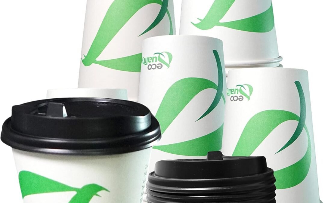 10 oz Compostable Paper Cups with Black Dome Lids – Biodegradable Disposable White Paper Coffee Cups PLA Lined – Eco-friendly Hot and Cold Drinking Cups (25) Manufacturer & Supplier