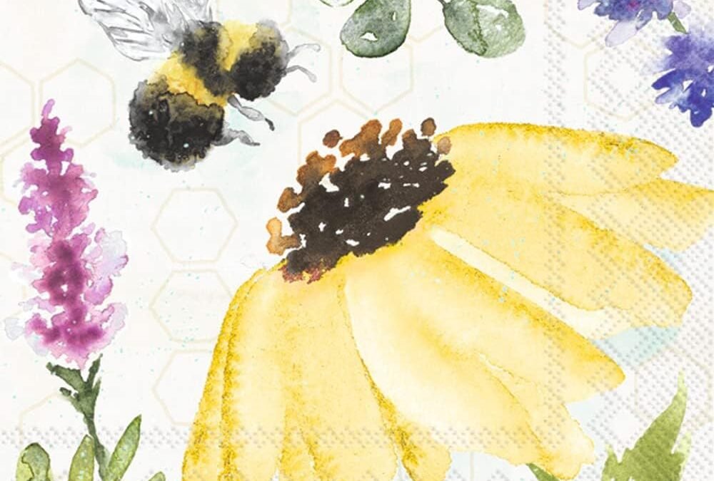 OEM Boston International IHR 3-Ply Paper Napkins, 20-Count Cocktail Size, Summer Bees Cream Wholesale Manufacturer