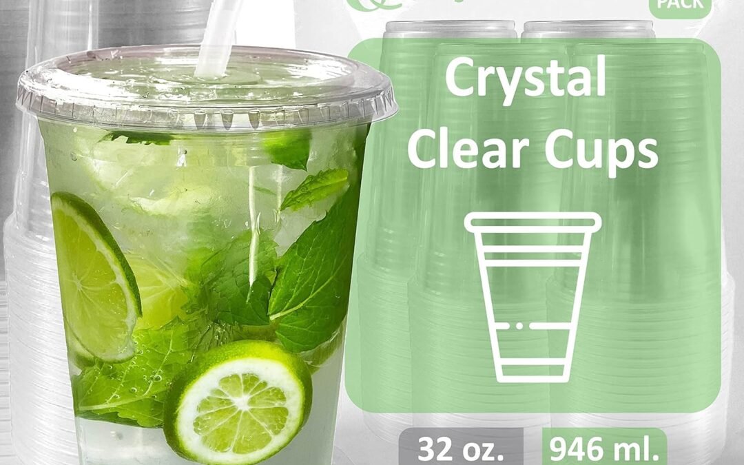 OEM ODM Large Clear Plastic Disposable Cups with Lids & Straws 25 count – 32 oz (ounces) Clear PET Cup for Cold Smoothie, Iced Coffee, Boba, Bubble Tea, Protein Shakes, Cold Drinks,Cups + Flat Lids +Straws Supplier