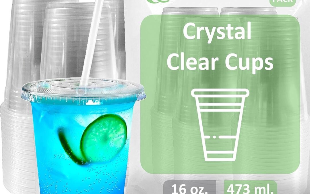 OEM ODM Large Clear Plastic Disposable Cups with Lids & Straws 25 count – 16 oz (ounces) Clear PET Cup for Cold Smoothie, Iced Coffee, Boba, Bubble Tea, Protein Shakes, Cold Drinks (Cups + Flat Lids + Straws) Supplier