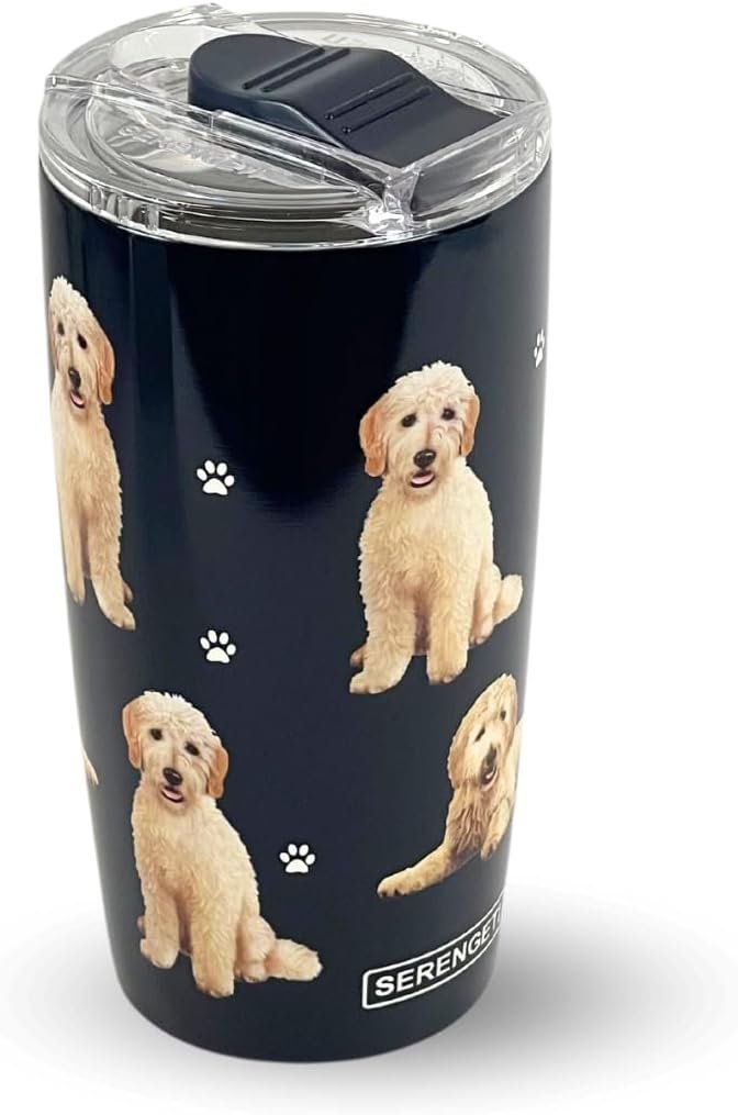oem odm serengeti goldendoodle 20 oz. stainless steel, vacuum insulated tumbler with spill proof lid - 3d print - insulated travel mug for hot or cold drinks (goldendoodle tumbler) supplier