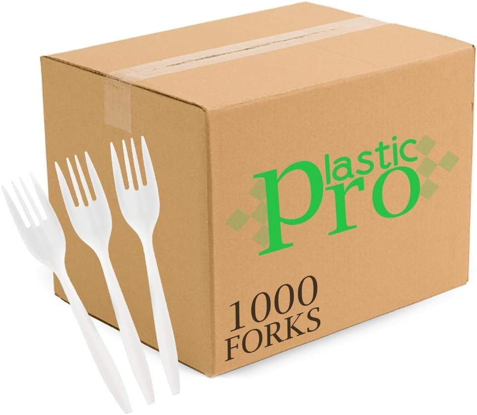 trusted supplier plasticpro cutlery plastic forks medium weight disposable silverware (white,1000 forks) at factory price