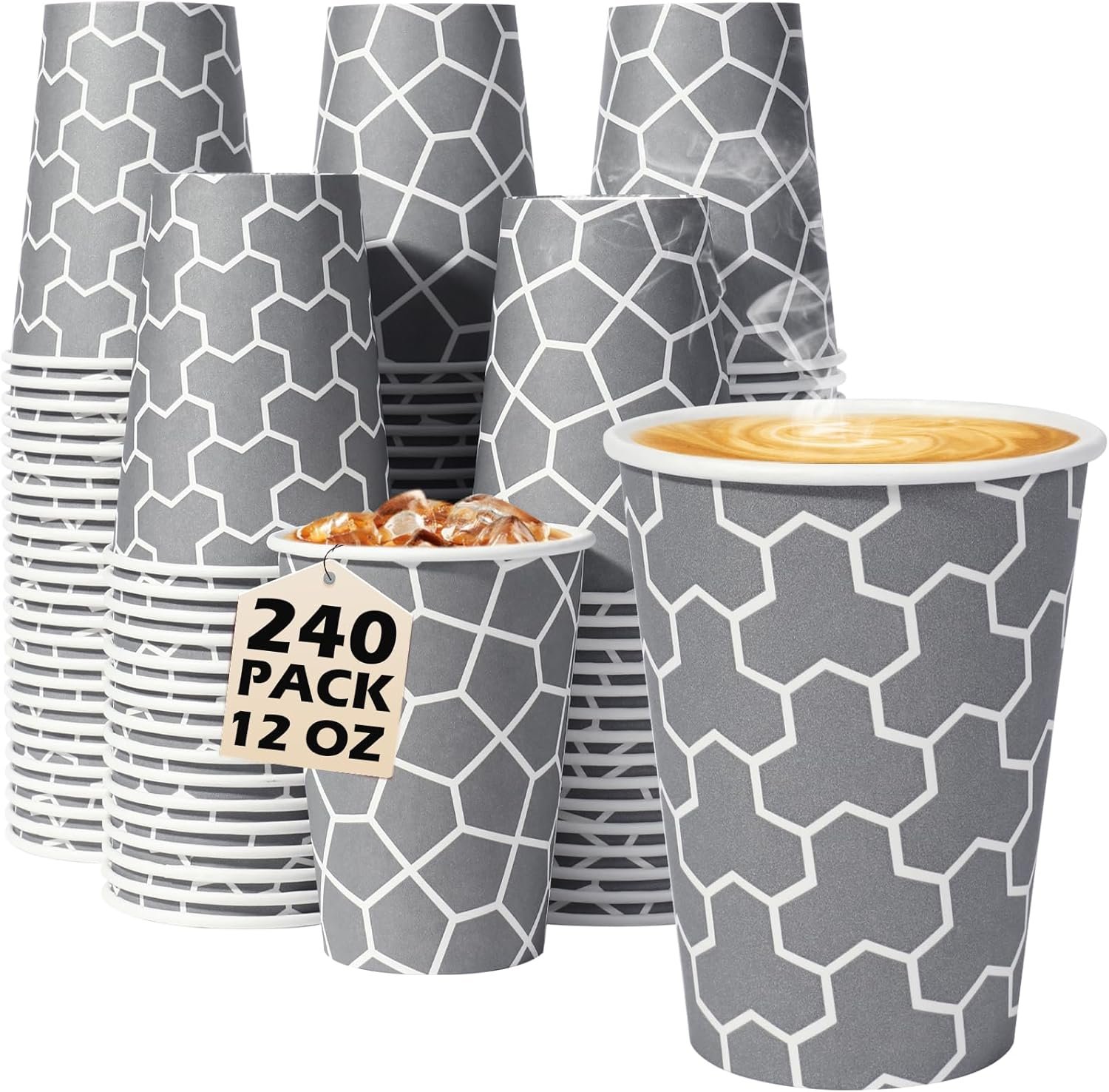 factory wholesale coffee cups 12 oz paper cups 240 pack, disposable coffee cups 12 oz hot cup, disposable cups paper insulated cup for cold hot drinks