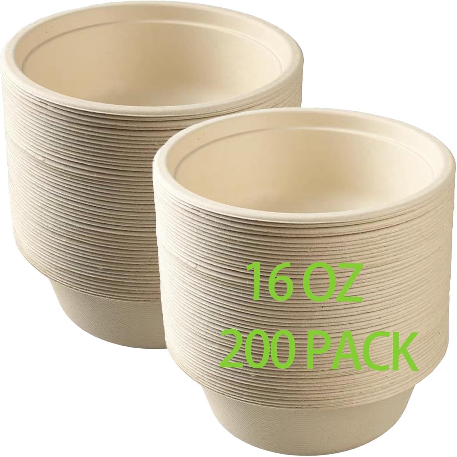 trusted supplier paper bowls, 16 oz, 200 count, biodegradable sugarcane, hot and cold use, natural at factory price