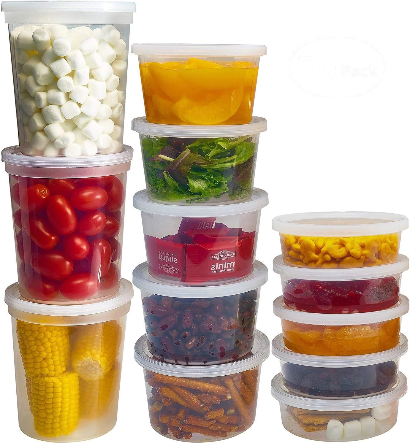 china durahome food storage containers with lids 8oz, 16oz, 32oz freezer deli cups combo pack, 44 sets bpa-free leakproof round clear takeout container meal prep microwavable, airtight lids (mixed sizes) wholesale supplier