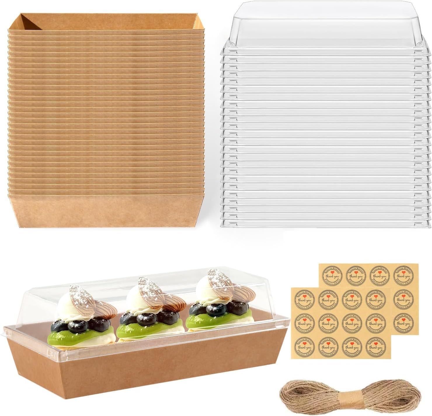 oem odm 30 pack small charcuterie boxes with clear lids,brown mini charcuterie box, disposable food containers, 7 * 3 * 2.5inch dessert boxes for sandwich (brown, 7 * 3 * 2.5inch/30pcs) supplier