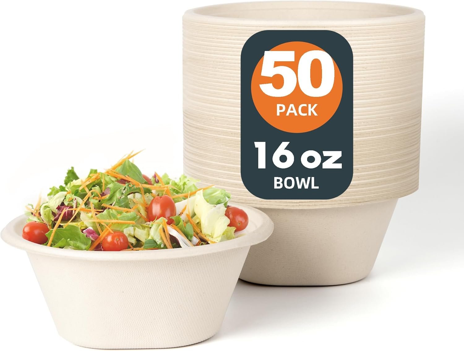 trusted supplier 16 oz [50 pack] heavy duty disposable paper bowls - eco-friendly natural bagasse - biodegradable bowls for cereal, french fries,rice at factory price