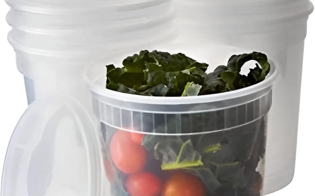 Avant Grub Food Storage Containers, BPA-Free Plastic, Deli Grade with Leakproof Lids, 12ct. Durable 32 Oz Microwave and Freezer Safe Containers for Takeout, Meal Prep, Storage, Keeps Food Fresh Longer
