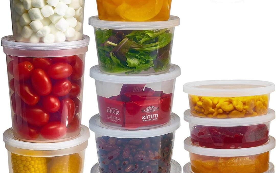 DuraHome Food Storage Containers with Lids 8oz, 16oz, 32oz Freezer Deli Cups Combo Pack, 44 Sets BPA-Free Leakproof Round Clear Takeout Container Meal Prep Microwavable, Airtight Lids (Mixed Sizes)