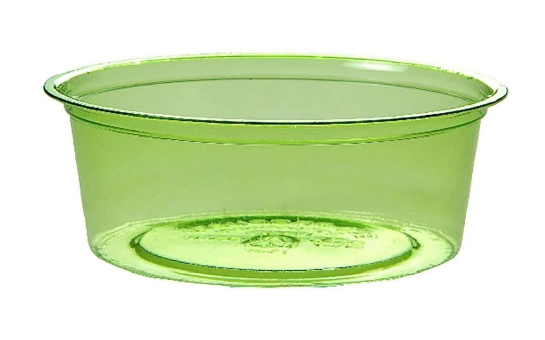 ECO PRODUCTS Compostable 2oz Portion Cups, Pack of 100, Clear Green Renewable Plant-Based PLA Plastic, Veridian Cold Food Containers, Lid Sold Separately, Disposable, ASTM Compliant, BPI-Certified Manufacturer & Supplier