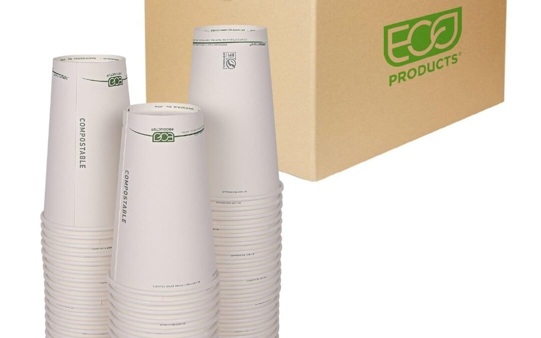 ECO PRODUCTS Compostable Disposable GreenStripe 16oz Coffee Cups, Case of 1000, White Single Wall Hot Paper Cup, Plant Based PLA Lining, Biodegradable Manufacturer & Supplier