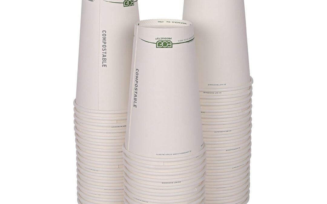ECO PRODUCTS Compostable Disposable GreenStripe 16oz Coffee Cups, Pack of 50, White Single Wall Hot Paper Cup, Plant Based PLA Lining, Biodegradable Manufacturer & Supplier
