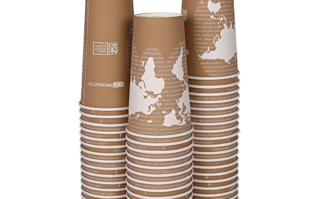 ECO PRODUCTS Compostable Disposable World Art 20oz Large Coffee Cups, Pack of 50, Renewable Hot Paper Cup, Plant Based PLA Lining, Color Coded Manufacturer & Supplier