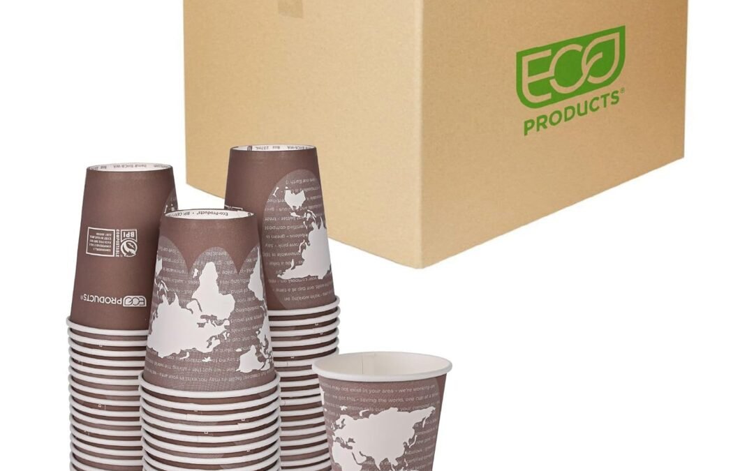 ECO PRODUCTS Compostable Disposable World Art 8oz Small Coffee Cups, Case of 1000, Renewable Hot Paper Cup, Plant Based PLA Lining, Color Coded Manufacturer & Supplier