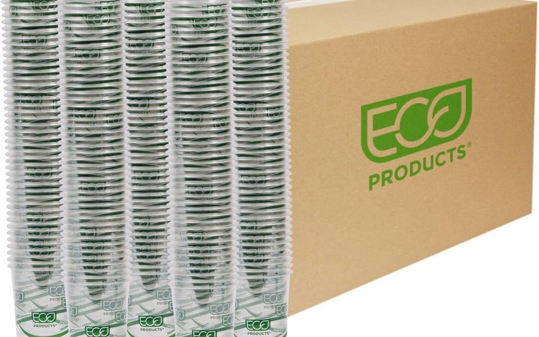 ECO PRODUCTS GreenStripe Clear Compostable 24oz PLA Large Plastic Cups, Case of 1000, Disposable Renewable Plant-Based Cold Cups, For Cold Drinks & Snacks, BPI Certified, ASTM Compliant. Manufacturer & Supplier
