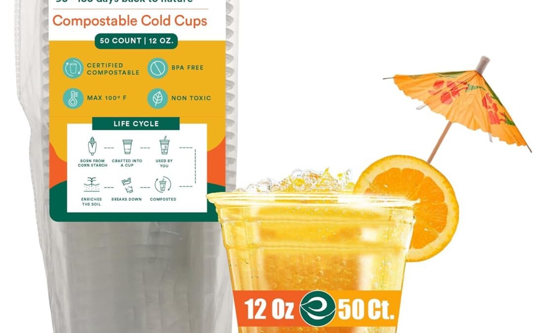 ECO SOUL 100% Clear Compostable Party Cups | (50 Count, 12 oz) | Disposable | Biodegradable | Plant Based Eco-friendly Alternative to Paper & Plastic Cups | For Weddings & Gatherings Manufacturer & Supplier
