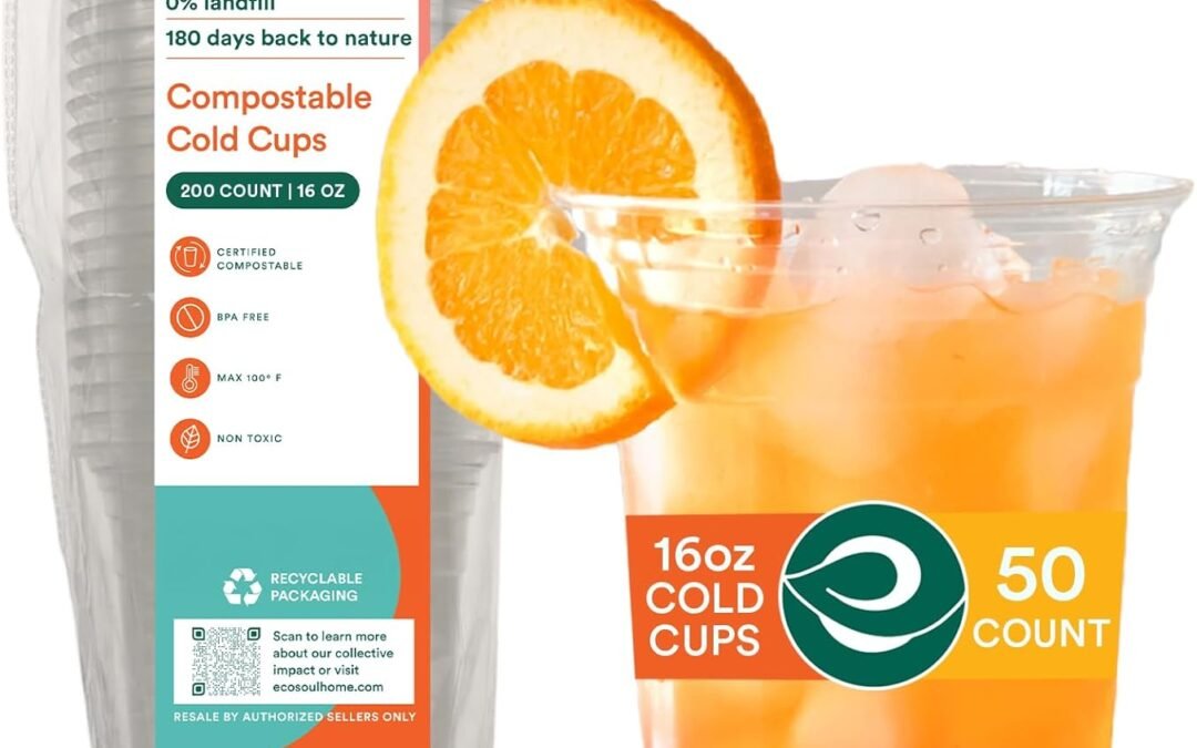 ECO SOUL 100% Compostable, Disposable Party Cups | Eco-friendly Party Cups (50, 16 Fl oz) Manufacturer & Supplier