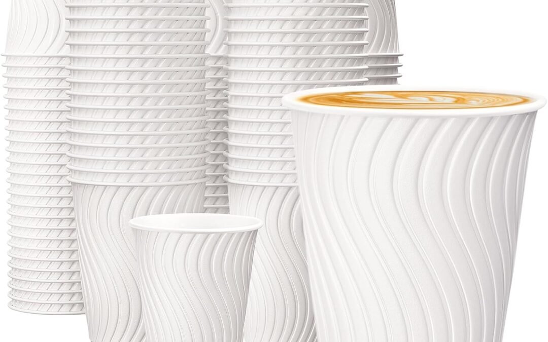 Factory Wholesale 12 oz Coffee Cups 120 Pack, Disposable Coffee Cups 12 oz Paper Cups – Insulated Paper Coffee Cups Fancy Hot Cup for Hot/Cold Drinks, Wedding/Baby Shower/Office, White