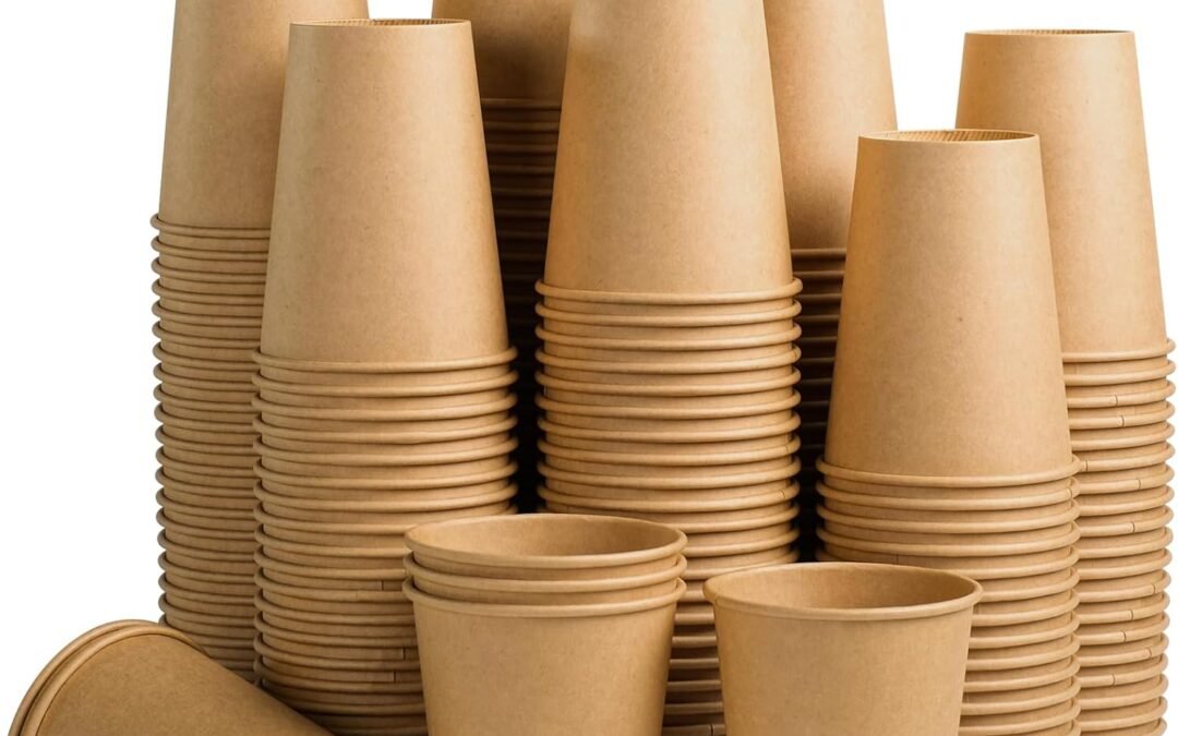 Factory Wholesale 180 Pack 12 OZ Paper Cups, Brown Kraft Disposable Paper Coffee Cups 12 oz, Unbleached Paper Cups for Hot/Cold Beverage Party, Picnic, Travel, and Events.