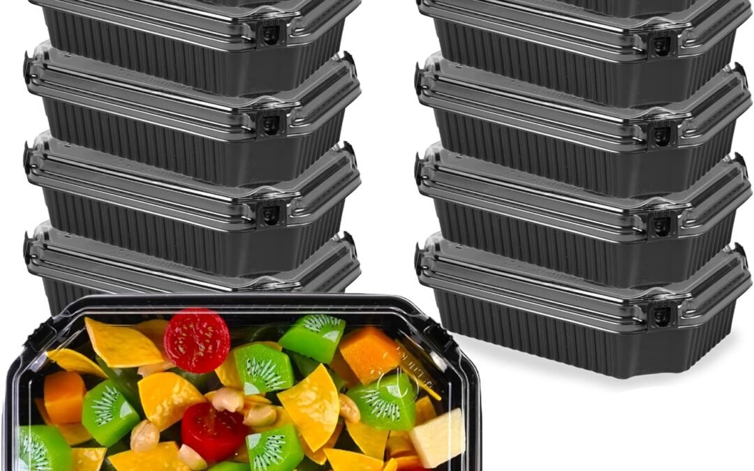 23 Oz Reusable Plastic Rectangle Lunch Box, Food Prep Storage Container with Lid, Plastic Bento Box Featuring in Washable, Freezer, and Microwavable, 50 Packs