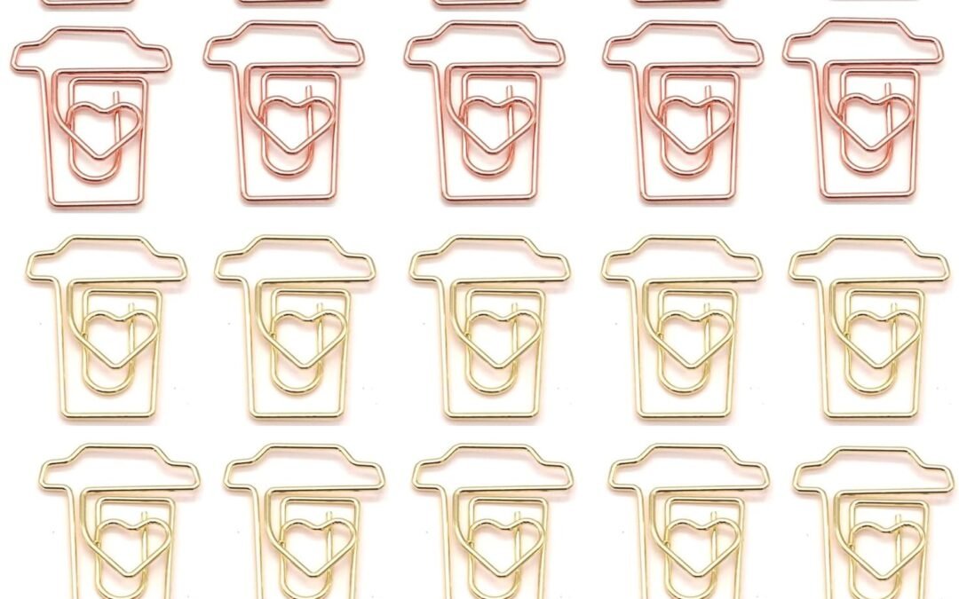 Factory Wholesale 30Pcs Metal Coffee Cup-Shaped Paper Clips Set-Fun and Cute Paperclips for Document Organization and Party/Event Decorations in Rose Gold and Gold