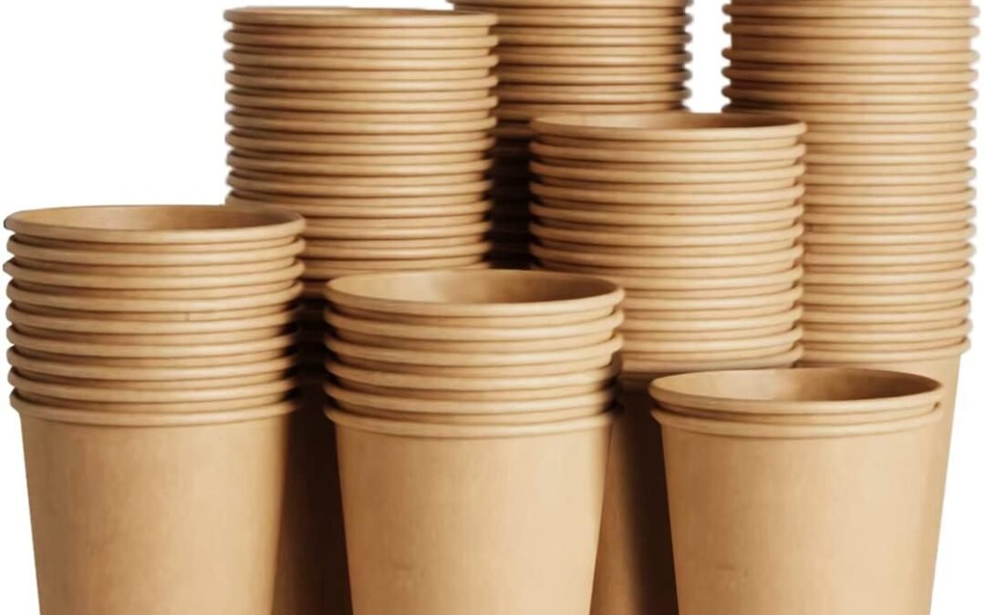 Factory Wholesale 400 Pack 8 oz Kraft Paper Cups, Unbleached Disposable Paper Coffee Cups, Thickened Hot/Cold Beverage Drinking Cup for Party, Home, Cafes, Bistros, Businesses (Brown)