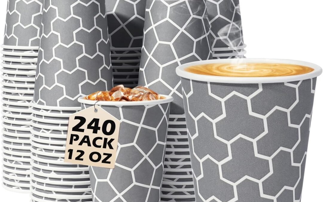 Factory Wholesale Coffee Cups 12 oz Paper Cups 240 Pack, Disposable Coffee Cups 12 oz Hot Cup, Disposable Cups Paper Insulated Cup for Cold Hot Drinks