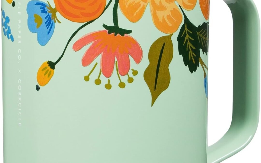 Factory Wholesale Corkcicle x Rifle Paper Co. Triple Insulated Coffee Mug with Lid and Handle, Mint Lively Floral, 16 oz –Stainless Steel Travel Mug Keeps Beverage Hot for 3+ Hours –Non-Slip, Easy-Grip, Spill-Resistant