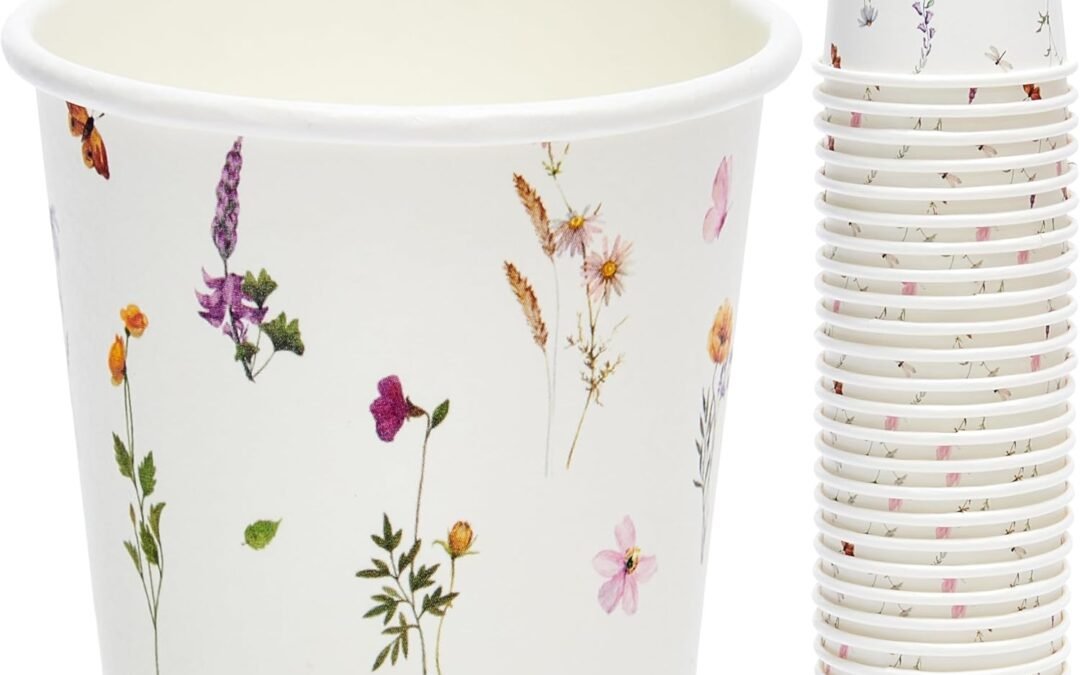 Crisky 300 Pack Paper Bathroom Cups 3oz Disposable, Elegant Design Floral Small Mouthwash, Hot/Cold Beverage Coffee, Dessert Available for Birthday Parties, Home-use, Picnics, Ceremonies Any Events