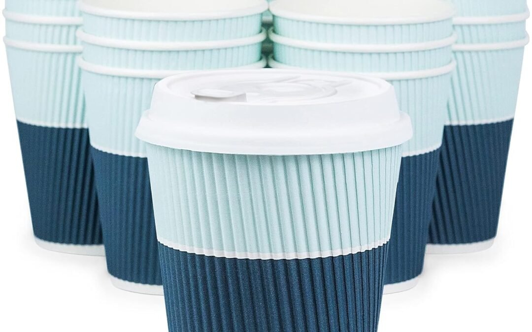 Factory Wholesale Disposable Coffee Cups With Lids – 12 oz To Go Coffee Cups (80 Set) With Sturdy Lids Prevent Leaks! Paper Hot Cup Holds Shape With Hot, Cold Drinks. Ripple Cups Protect Fingers from Heat!