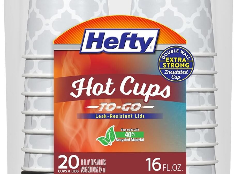 Factory Wholesale Hefty Paper Disposable Hot Cups with Lids, Leak-Resistant Disposable Coffee Cups, Double Insulated To Help Prevent Burning, Tight-Fitting Lid Helps Prevent Sloshing and Spills, 16 Ounce, 20 Count
