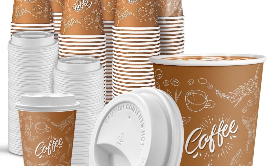 Factory Wholesale JOYEUX 100 Pack -12 oz Disposable Coffee Cups with Lids, Thickened Coffee Paper Cups -To Go Hot Cups for Party, Beverages, Tea, Hot Chocolate,Water, Juice