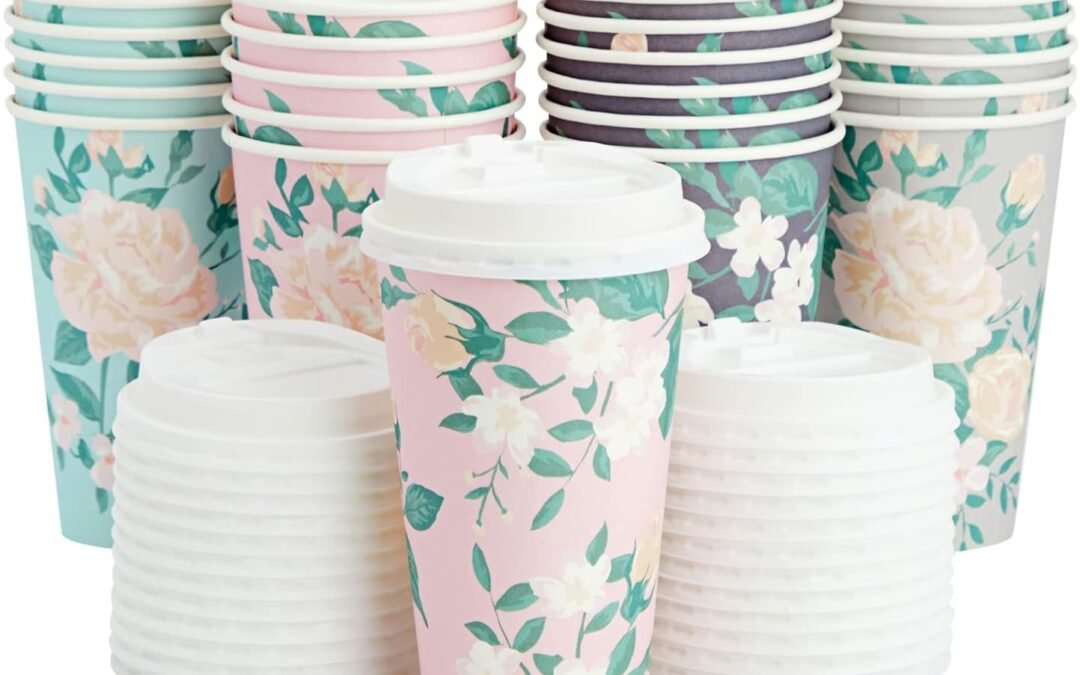 Factory Wholesale Juvale 4 Pastel Designs 24 Pack Floral Paper Coffee Cups with Lids – Disposable To-Go Drinkware for Birthday Parties, Wedding Receptions, and Baby Showers – Coffee Cup 16 Oz