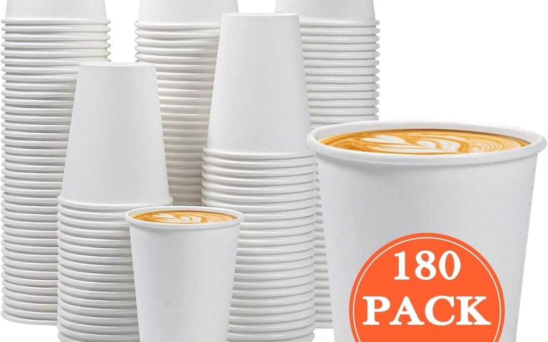 Factory Wholesale Lamosi 180 Count 12 oz Paper Coffee Cups, Disposable Paper Coffee Cups for Hot or Cold Drinks, 12 Ounce White Beverages Water Cups for Party, Picnic, Travel, Events