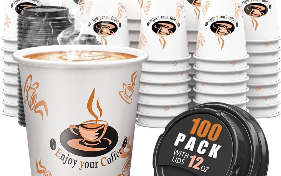 Factory Wholesale Qunclay 100 Pack 12 oz Double Wall Disposable Paper Coffee Cups with Lids, Insulated To Go Coffee Cup, Hot Drinking Cups for Daily use