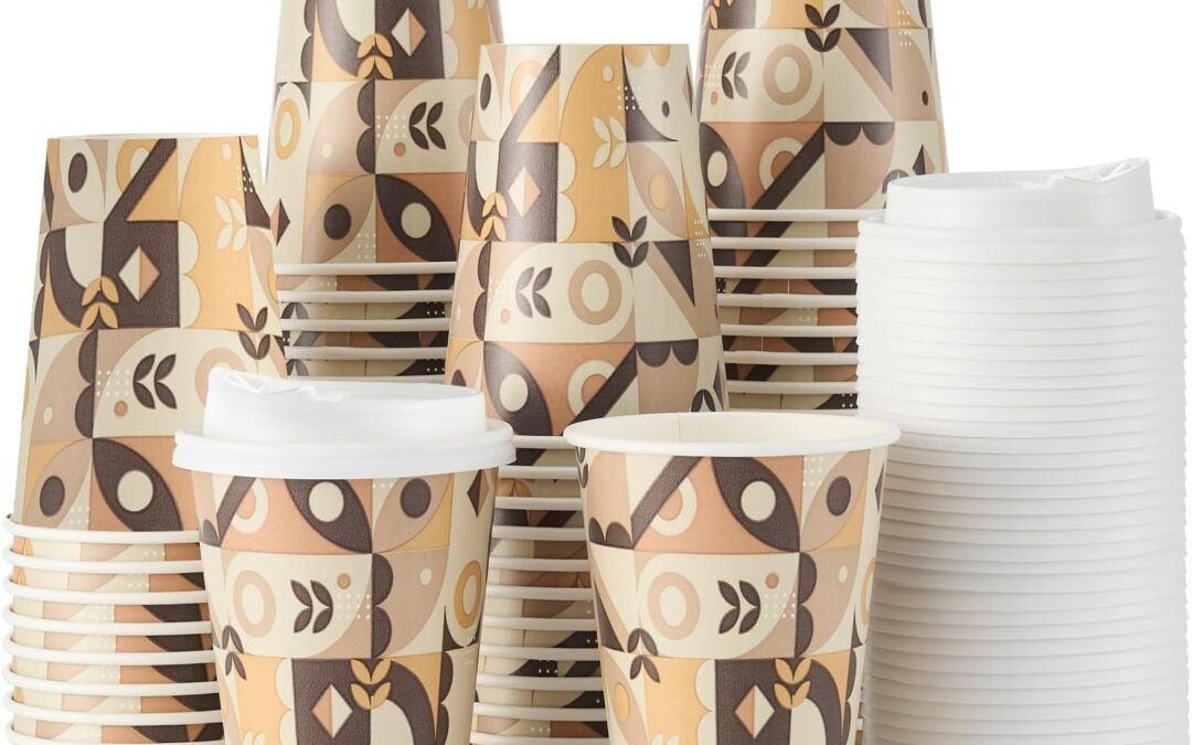 Factory Wholesale Tamone 100 Pack 12 oz Paper Coffee Cups, Disposable Coffee Cups with Lids, Paper Cups for Cold/Hot Drinking Coffee, Water, Juice or Tea, Suitable for Home, Restaurant, Store and Cafe