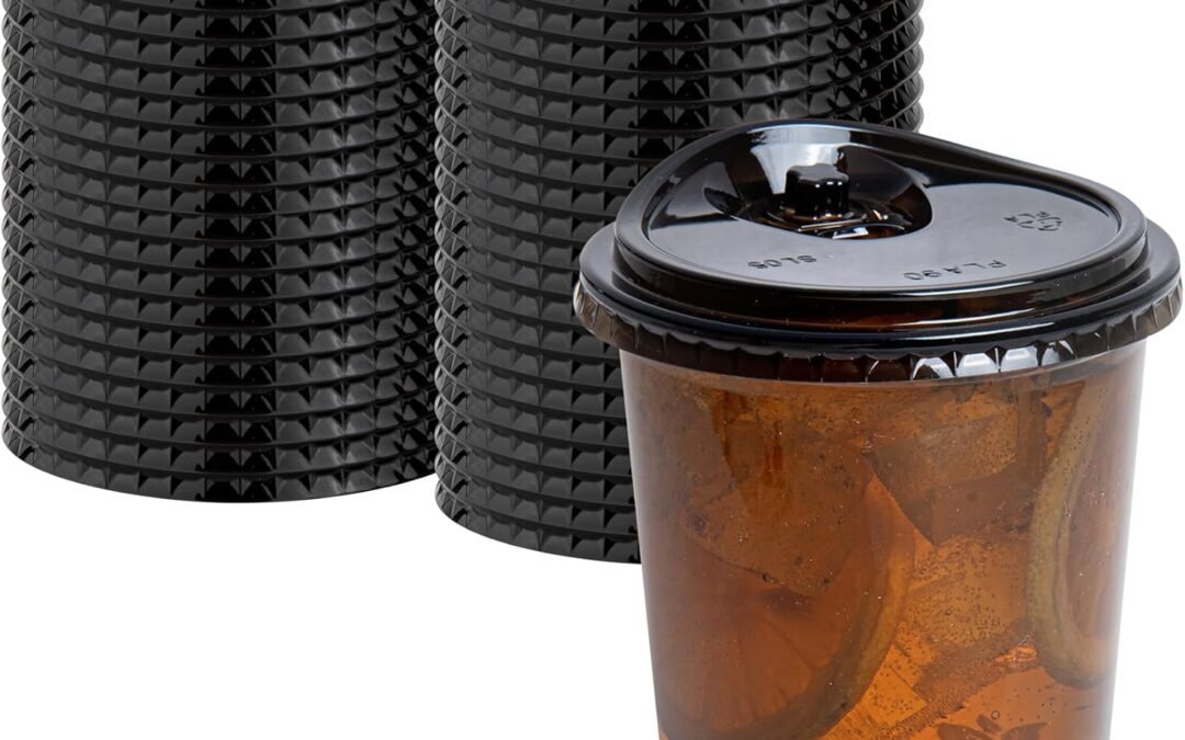 LIDS ONLY: Zero Waste 3.5 x 3.5 Inch Plastic Lid, 100 Disposable Sippy – Cups Sold Separately, Commercially Compostable, Black PLA, Fits 12, 16, and 24 Ounce Cups – Restaurantware Manufacturer & Supplier