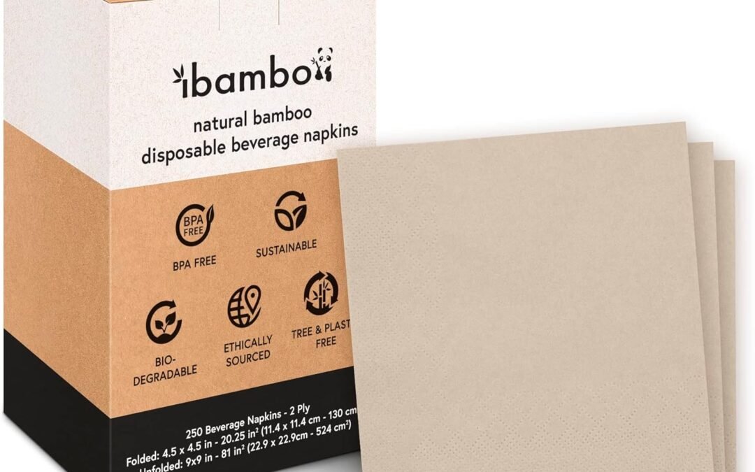 OEM 100% Bamboo Wedding Cocktail Napkins Disposable (250 Pack) | 2-Ply FSC Certified | Compostable Bar Napkins for Party, Home or Commercial Use | 4.5 x 4.5 Inch Folded | Ideal for Serving Drinks Wholesale Manufacturer