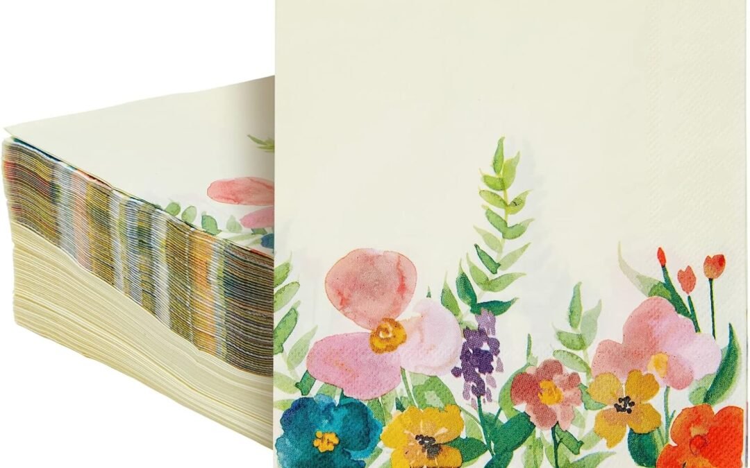 OEM 100 Pack Floral Napkins, 6.5 inch Disposable Vintage Tissue Paper for Garden Party Decorations, Tea, Bridal Shower, Wedding, Baby Shower, Birthday, Floral Cocktail Napkins for Events Wholesale Manufacturer