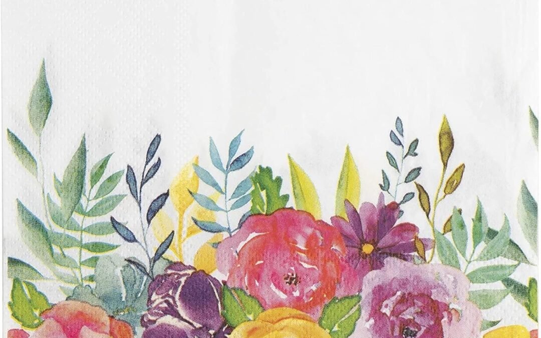 OEM 100 Pack Vintage Floral Paper Napkins, 6.5 Inch Disposable Cocktail Napkins for Garden Bridal Shower, Spring Wedding, Birthday Tea Party Wholesale Manufacturer