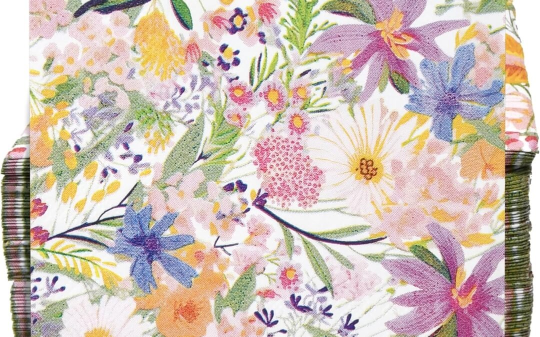 OEM 100 Pcs Floral Cream Cocktail Beverage Napkins Flowers Blossoms Disposable Paper Dessert Napkin for Summer Spring Birthday Party Supplies Decor Wholesale Manufacturer