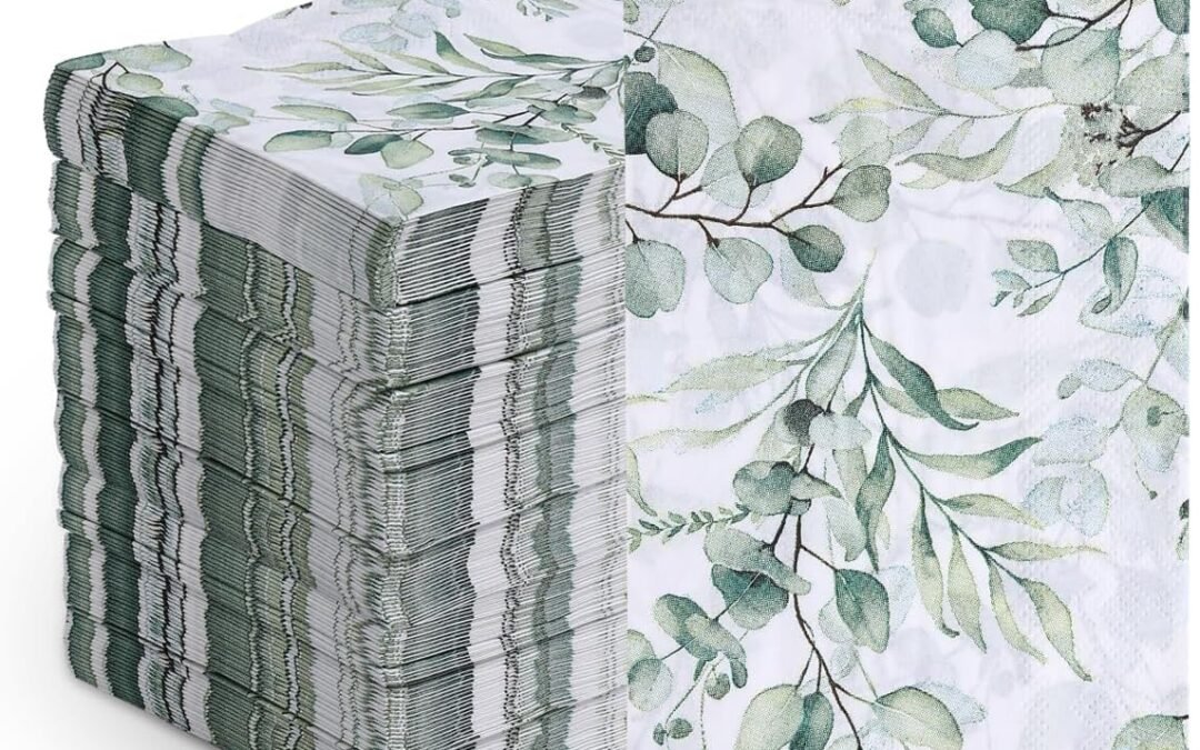 OEM 100Pcs Disposable Greenery Guest Napkins Paper Disposable Hand Towels Green Leaves Decorative Paper Dinner Hand Napkin for Bathroom Baby Shower Party Supplies Table Decor Wholesale Manufacturer