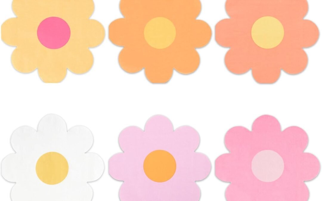 OEM 120 Daisy Paper Napkins Groovy Party Napkins Daisies Floral Disposable Dinner Napkins Boho Retro Flower Dessert Luncheon Napkins for Birthday Baby Shower Wedding Party Supplies Wholesale Manufacturer