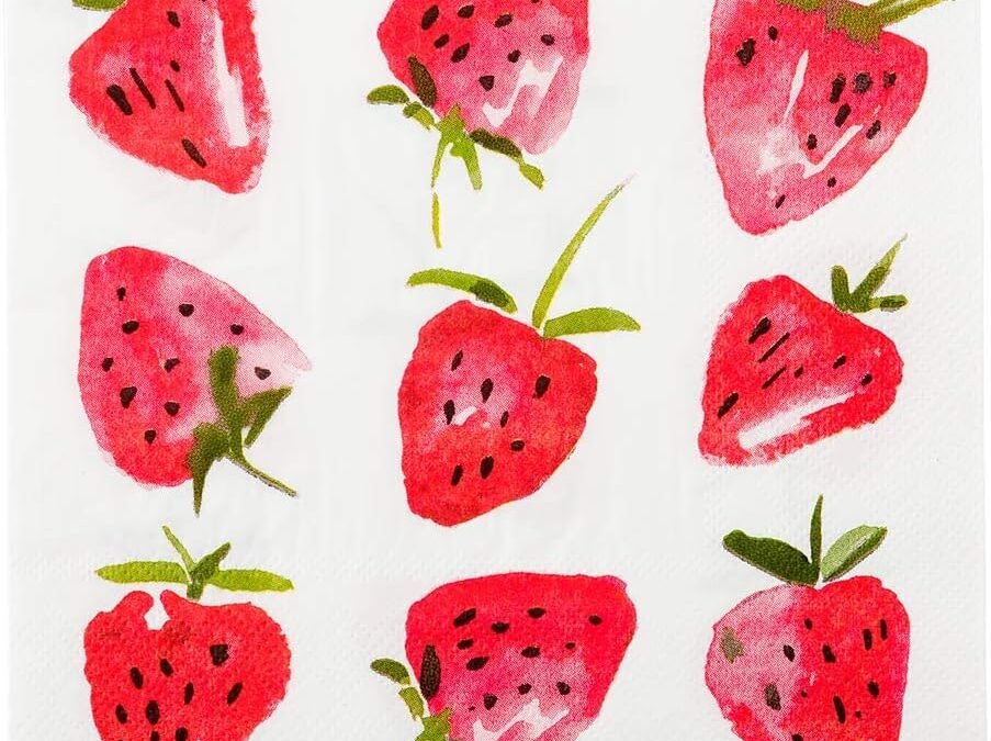 OEM 13 Inch Paper Luncheon Napkins, 20 Strawberry Design Printed Napkins – 3-Ply, Textured Edges, White Paper Decorated Napkins, Soft And Strong, For Parties Or Catering Events – Restaurantware Wholesale Manufacturer