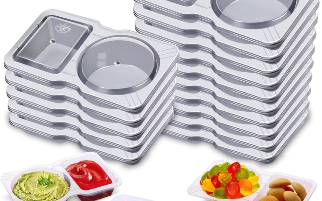 15 Sets Snack Containers, Reusable Double Compartment Condiment With Lids 2 Portion Snack Containers Sauces Dip, Disposable Box to Grab and Go with Prep For Adults, On The Go For Kids