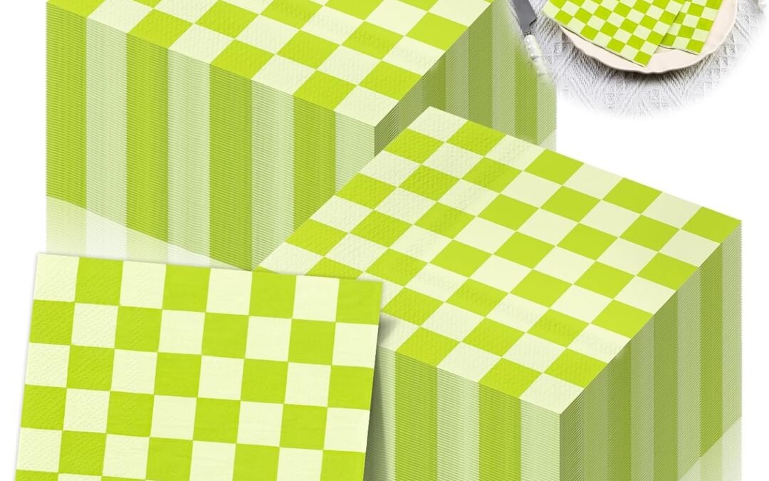OEM 150 Pcs Green Gingham Paper Napkins 5 “X 5” Green Plaid Napkins Disposable Cute Checkered Dinner Napkins Party Supplies for Summer Picnic Cocktail Party Tablescape Birthday Decoration Wholesale Manufacturer