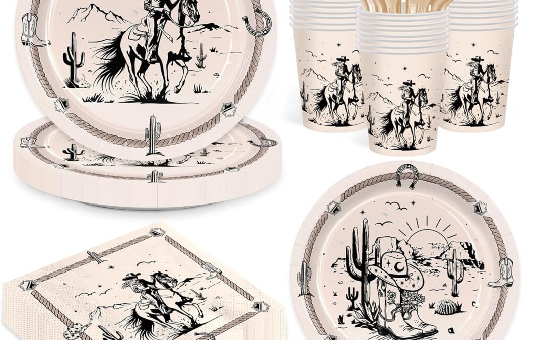 OEM 168pcs Western Party Plates Napkins Western Crowgirl Party Supplies Paper Cups Girl’s Rodeo Tableware Set Wild Cowgirl Birthday Party Decorations for Girls Birthday 24 Guests Wholesale Manufacturer