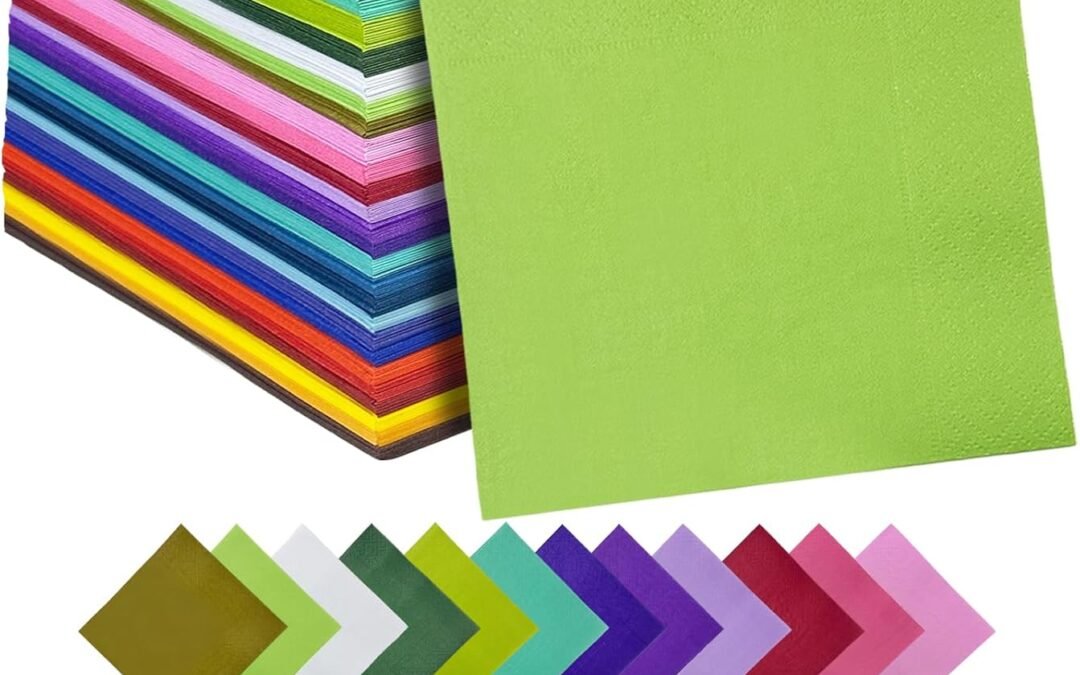 OEM 24 colors Cocktail Napkins 5 * 5inch disposable Beverage Napkin paper for Cocktail, Wedding, Dinner,Brithday Party Dessert Wine Paper Napkins( 120 Count) Wholesale Manufacturer