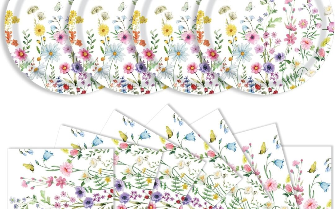 OEM 40 Pcs Wildflower Plates and Napkins Party Supplies, Floral Paper Plates Napkins Wildflower Baby Shower Decorations Tableware for Spring Summer Picnic Wedding Birthday Tea Party Serves 20 Wholesale Manufacturer