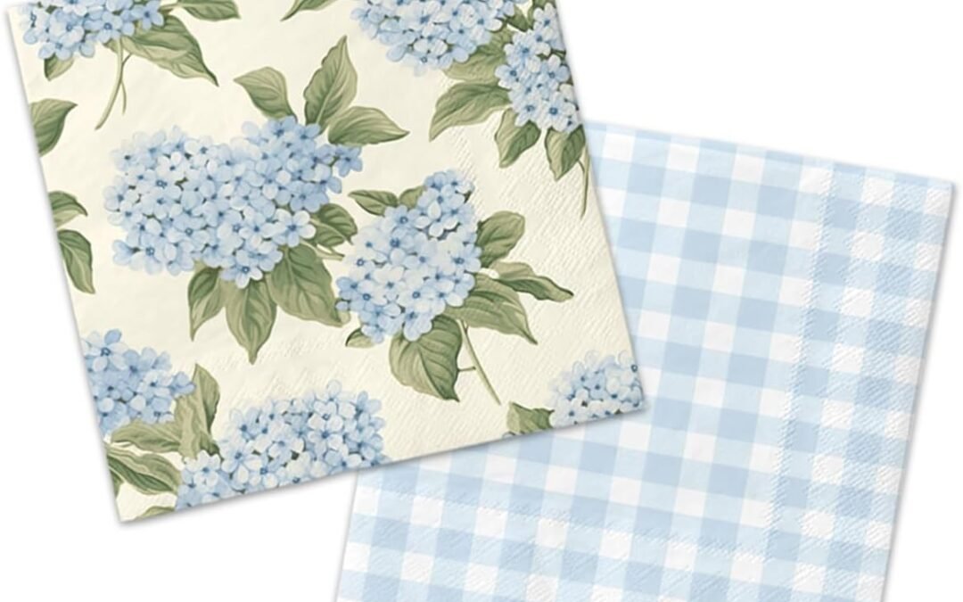 OEM 40Pcs Floral Napkins-Blue White Party Supplies Vintage Flower Paper Napkins Tea Party Decorations for Birthday,Baby Shower Wholesale Manufacturer